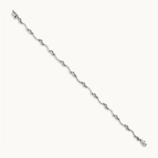 Diamond Link Bracelet, 14K White Gold