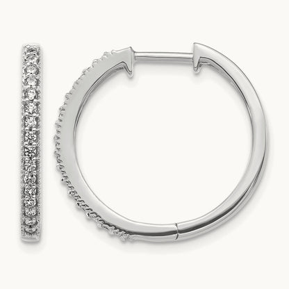 Diamond Milgrain Hinged Hoop Earrings — 14K White Gold