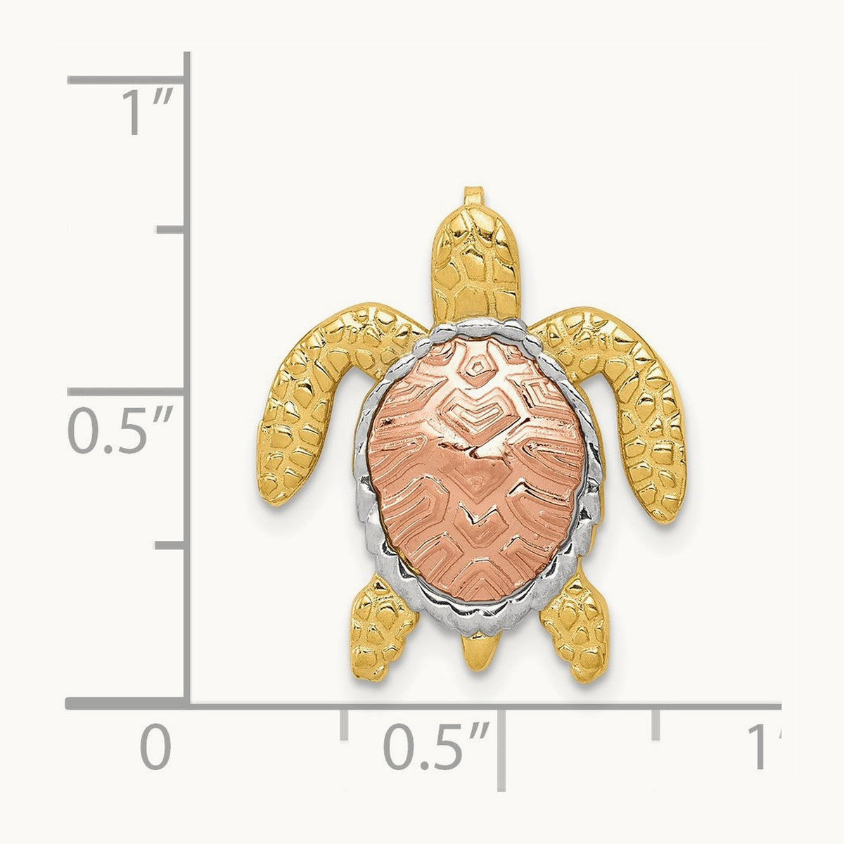 w/ White Rhodium Turtle Pendant Slide, 14K Two-tone