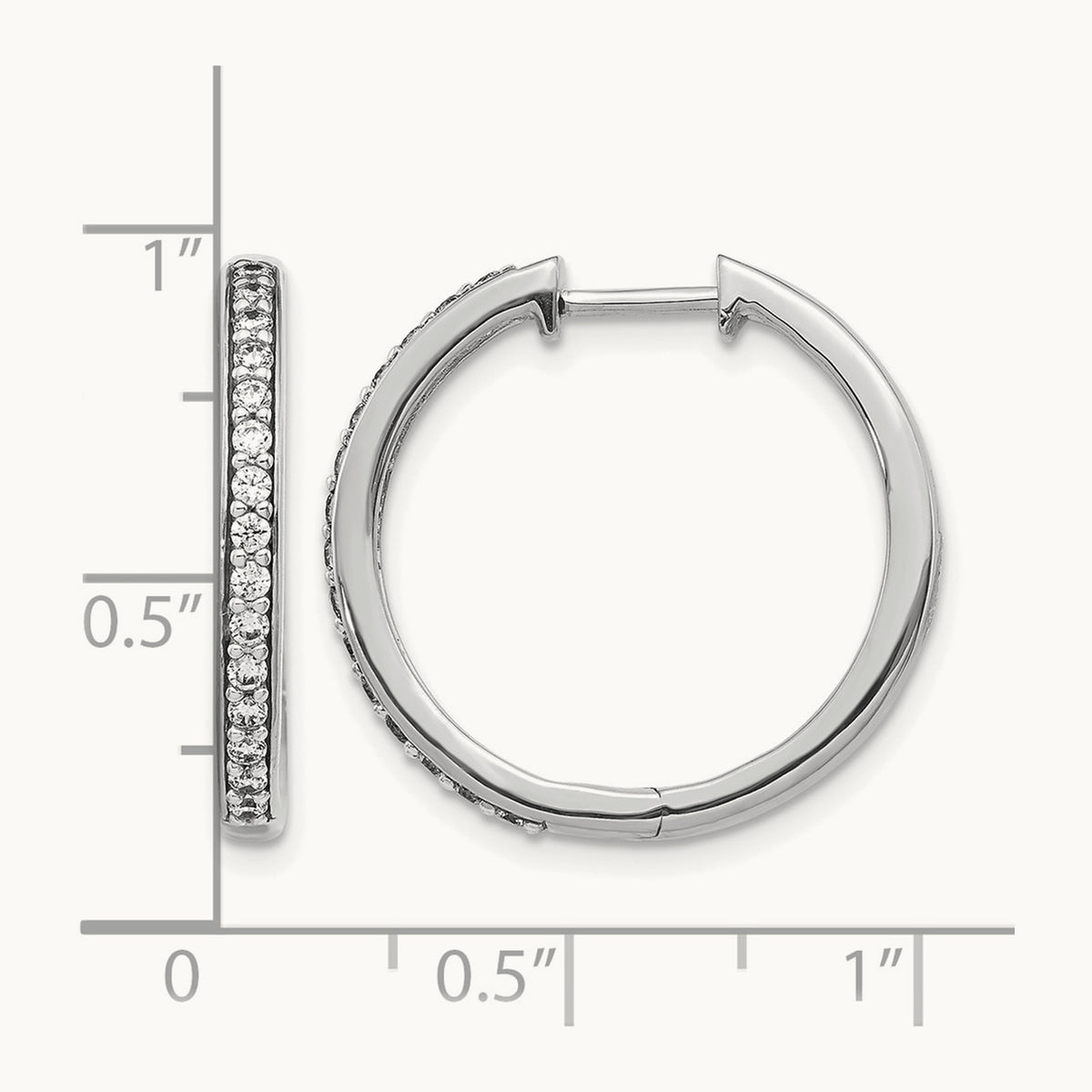Hinged Hoop Earrings, 0.25-1.00 ct tw Lab-Grown Diamond — 1/3 ct, 14K White Gold