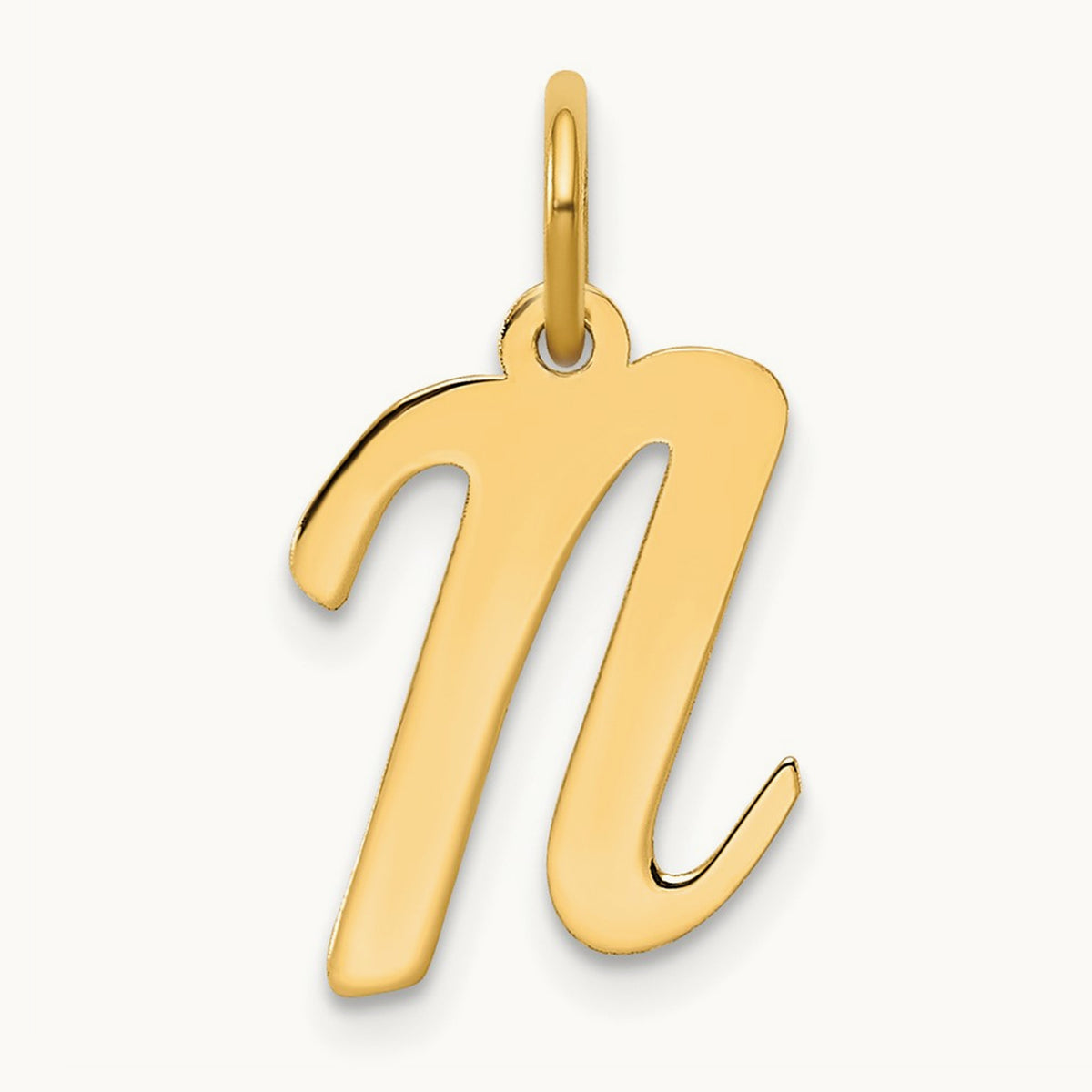 Medium Script Initial Charm — 14K Yellow Gold, N
