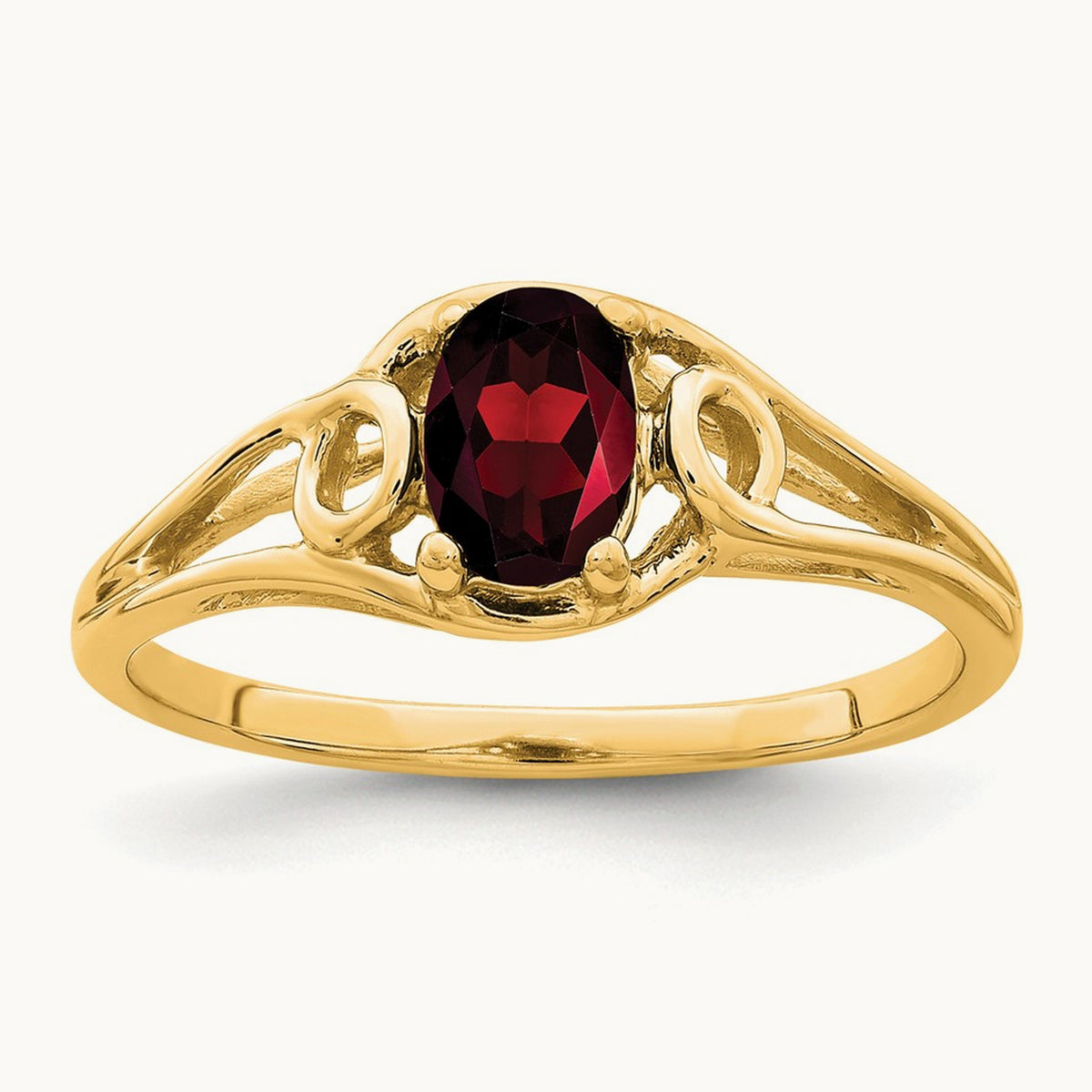 6x4mm Oval Garnet ring, 14K