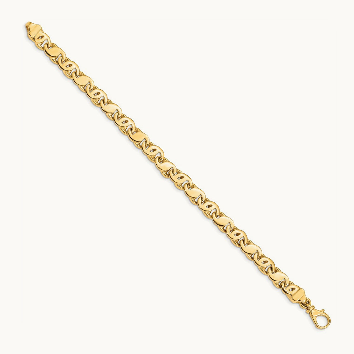 Hand Polished Fancy S-Link Bracelet, 7.3mm, 14K
