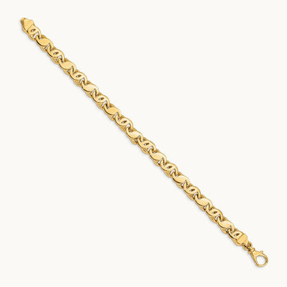 Hand Polished Fancy S-Link Bracelet, 7.3mm, 14K