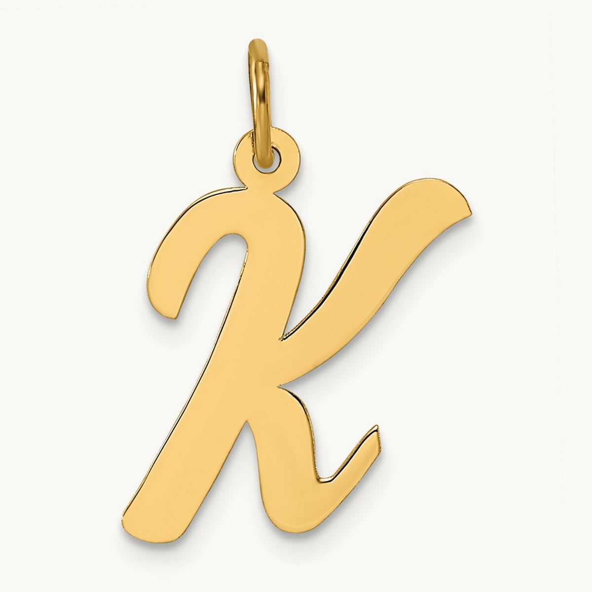 Large Script Initial Charm — 14K Yellow Gold, K