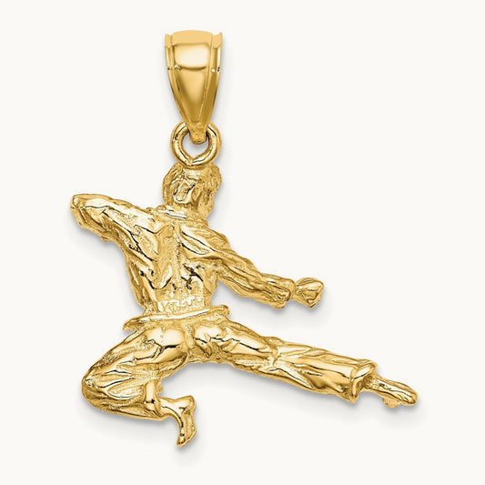 3-D Karate Man Pendant, 14K