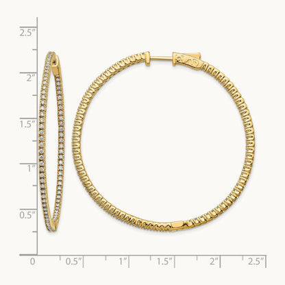 Diamond Round Hoop w/Safety Clasp Earrings, 14K
