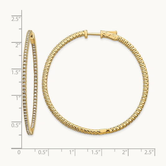 Diamond Round Hoop w/Safety Clasp Earrings, 14K
