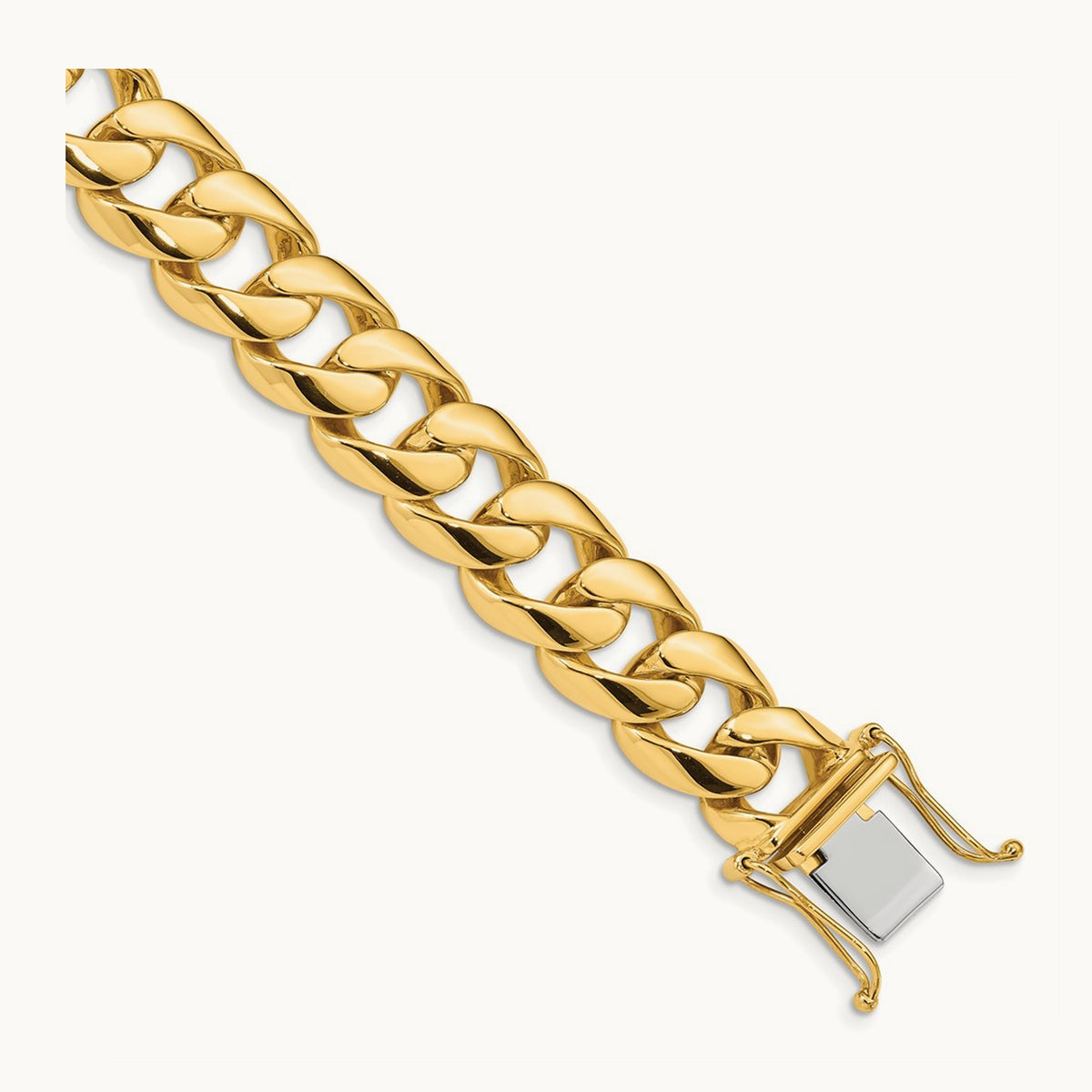 Hand-polished Rounded Curb Link Bracelet — 14K Yellow Gold, 13.4mm