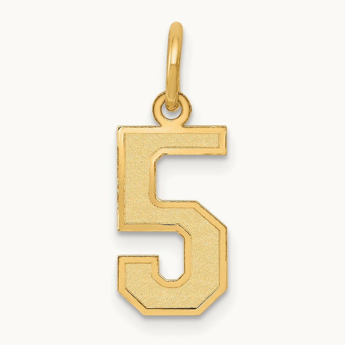 Small Satin Number 5 Charm — 14K Yellow Gold