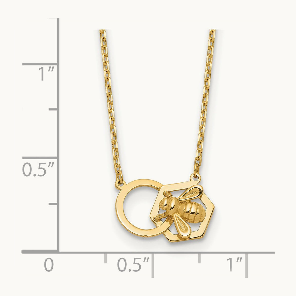 Polished Bee Necklace, 14K