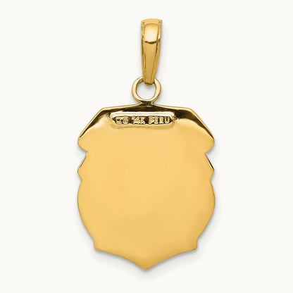 Saint Michael Medal Badge Pendant, 14K