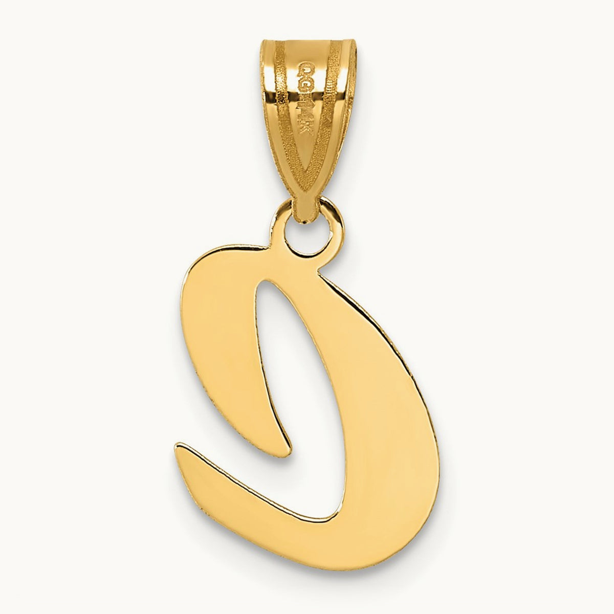 Polished Script Initial Pendant — 14K Yellow Gold, C