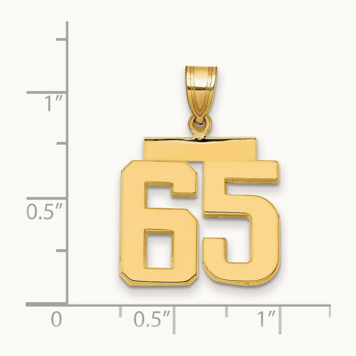 Medium Polished Number 65 Charm, 14K