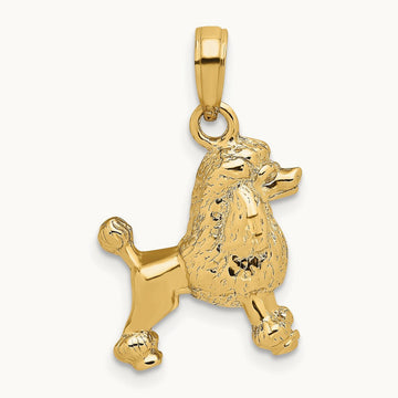 3-D Poodle Dog Charm, 14K