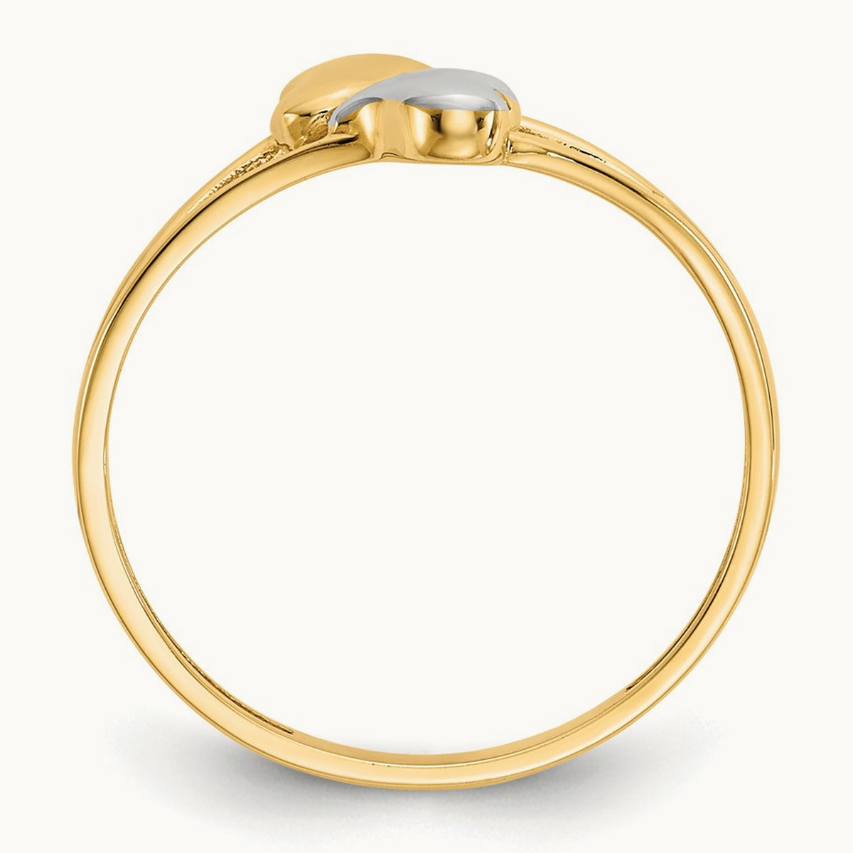 Double Heart Ring, 14K with Rhodium