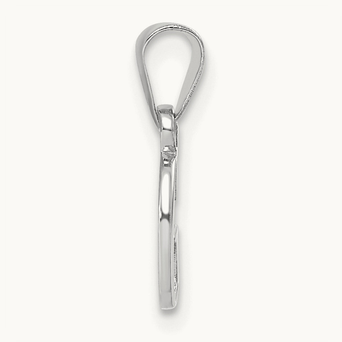 Polished Block Initial Pendant — 14K White Gold, G