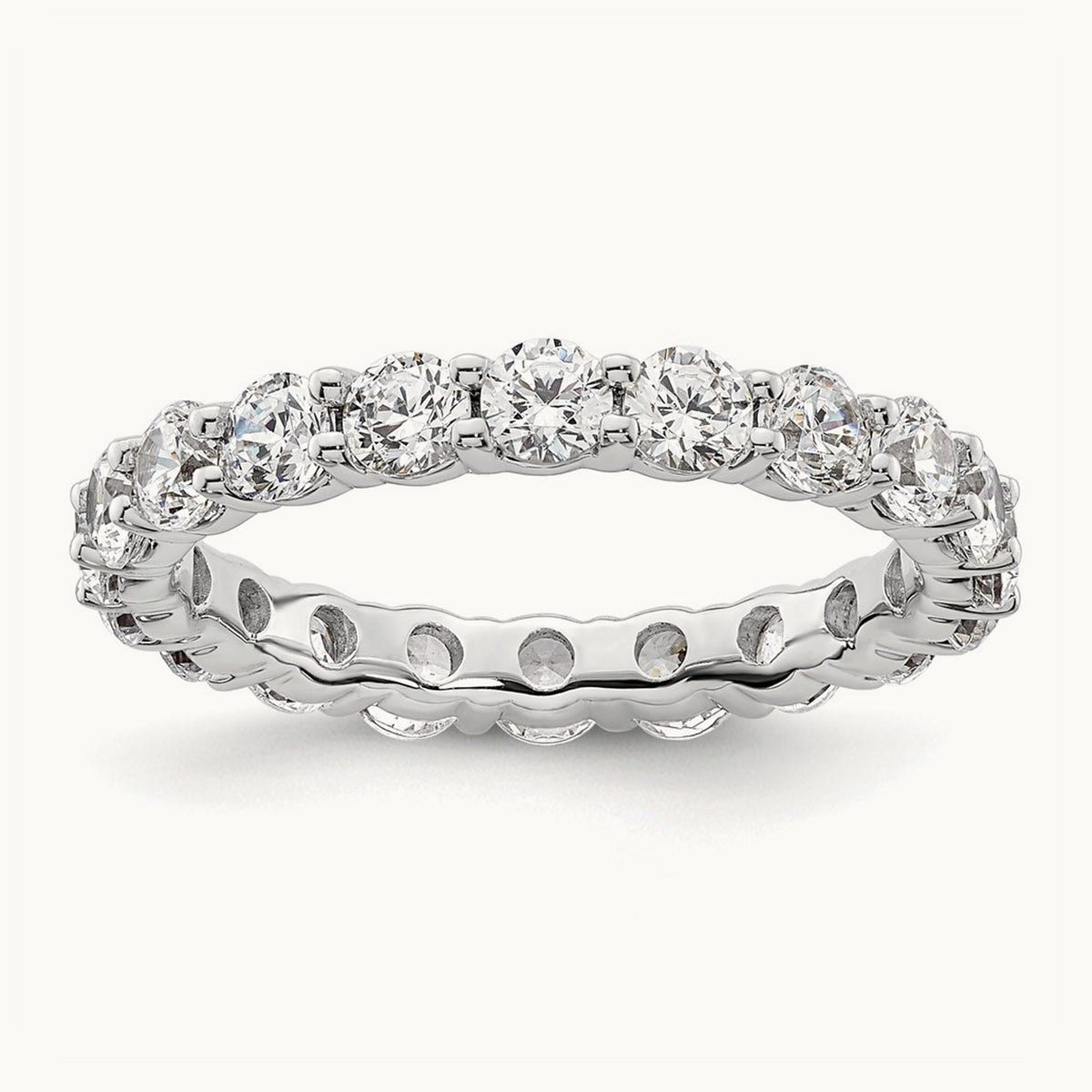 Polished Shared Prong Diamond Eternity Band — 14K White Gold, 1.86 ct, 6.5