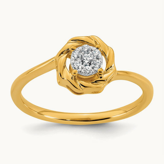Complete Diamond Cluster Round Engagement Ring — 14K Yellow Gold