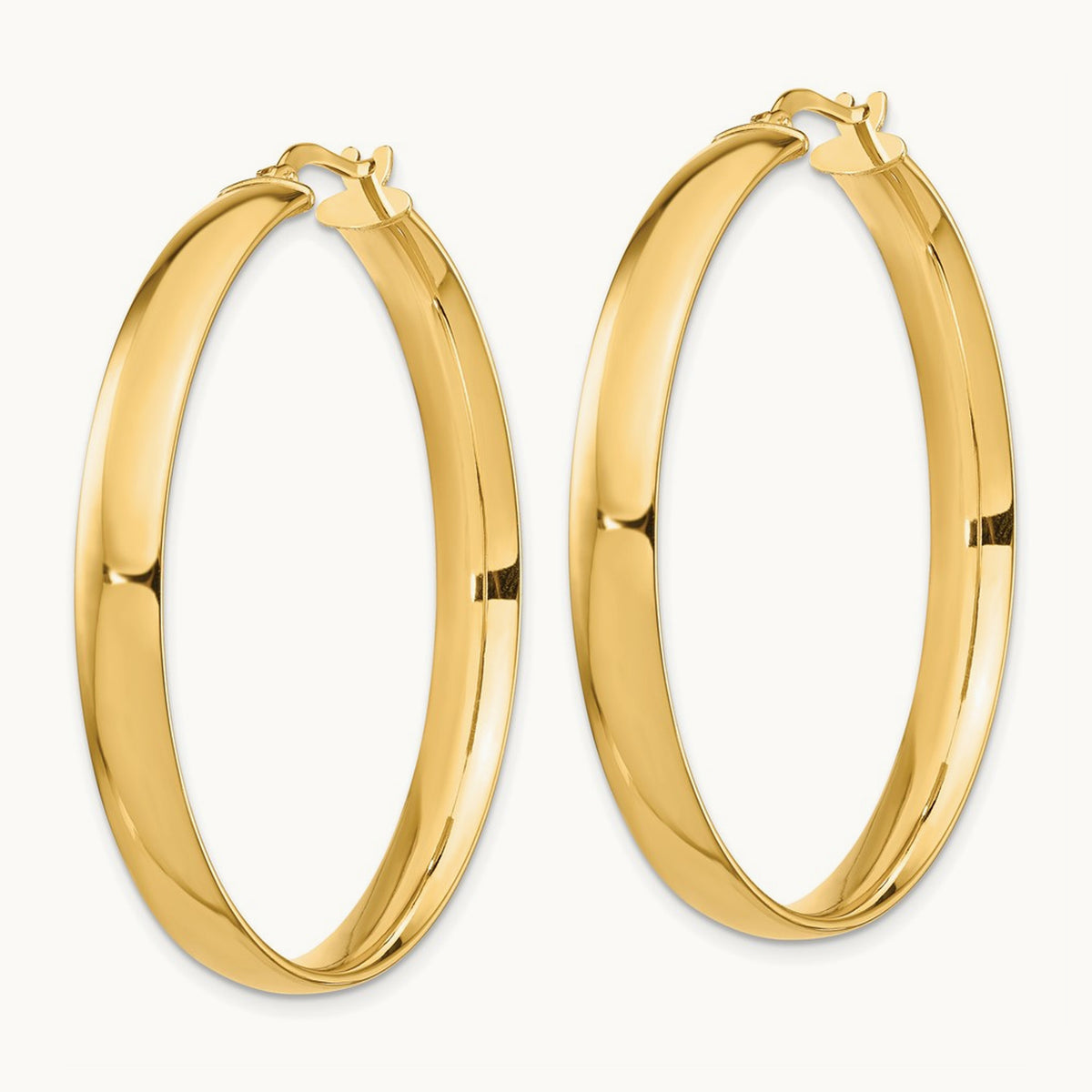 High Polished Hoop Earrings, 5mm, 14K