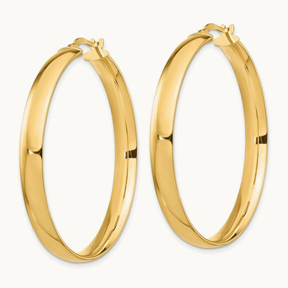 High Polished Hoop Earrings, 5mm, 14K