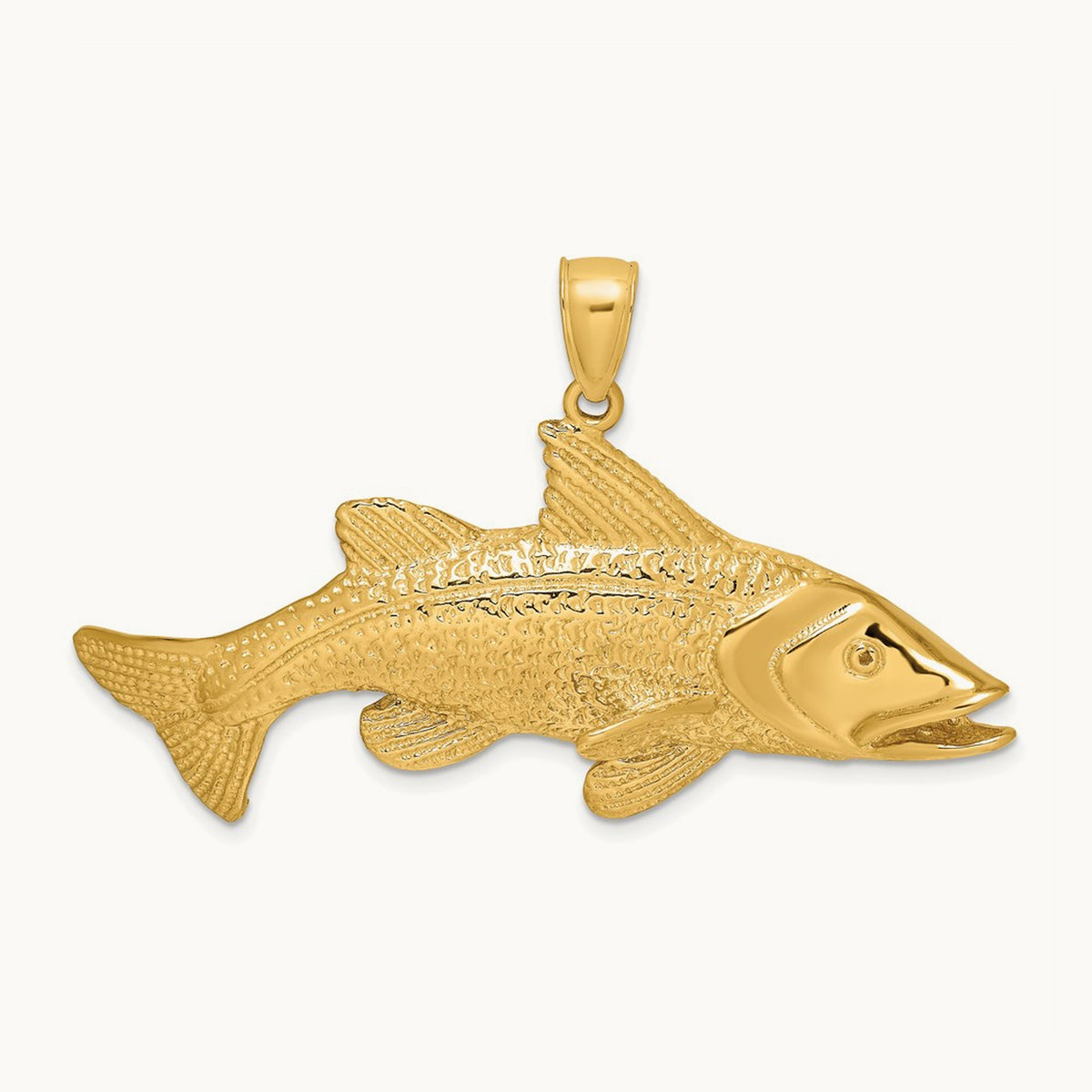 2-D Textured Red Fish Charm, 14K