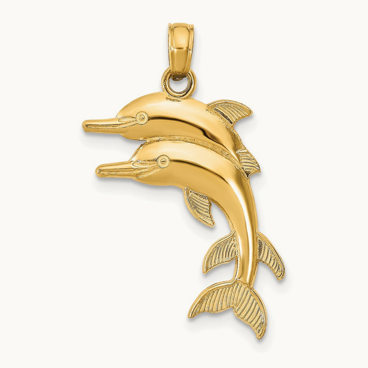 2-D Two Jumping Dolphins Charm, 14K