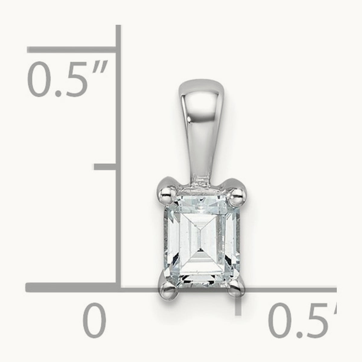 Emerald Four-Prong Pendant, 1/2-5 ct Lab-Grown Diamond — 14K White Gold
