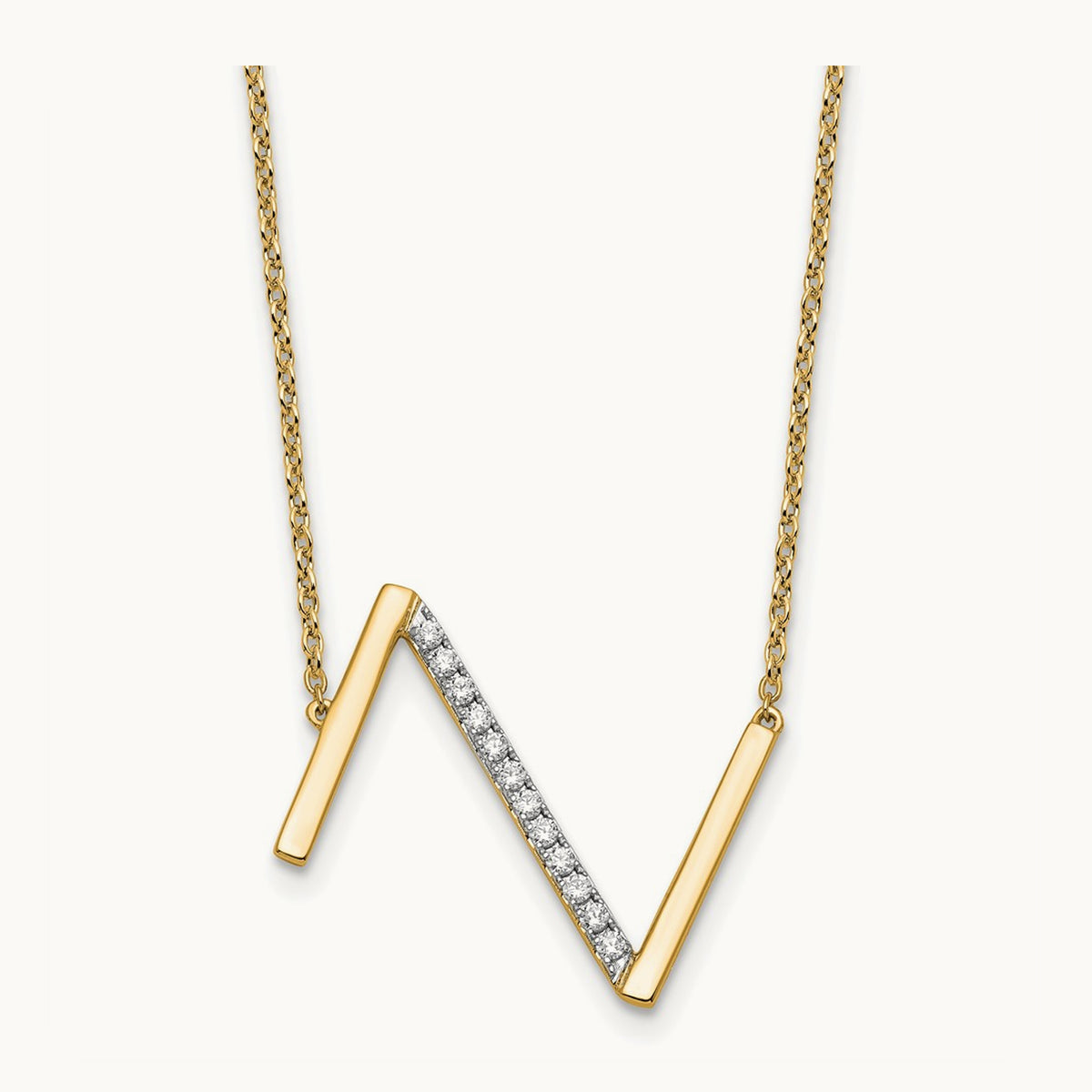 Sideways Diamond Necklace — 14K Yellow Gold, Z