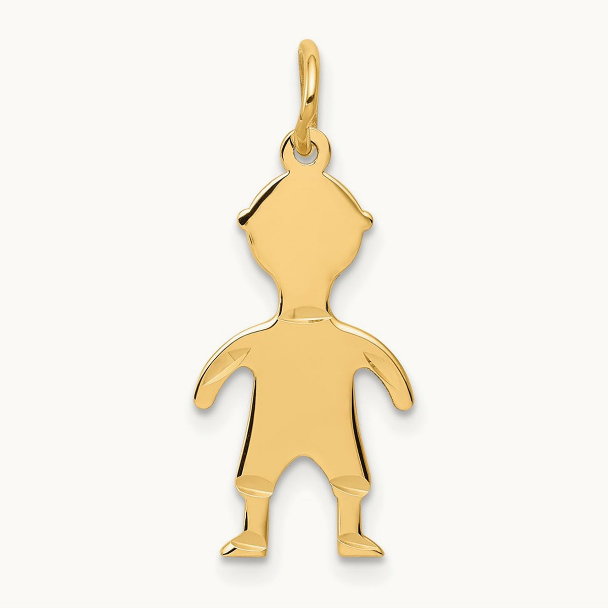 .018 Depth Engravable Boy Charm — 14K Yellow Gold, 25mm