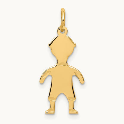.018 Depth Engravable Boy Charm — 14K Yellow Gold, 25mm