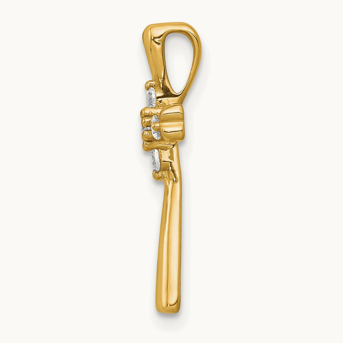Cross Chain Slide Pendant, 0.10 ct tw Lab-Grown Diamond — 14K Yellow Gold