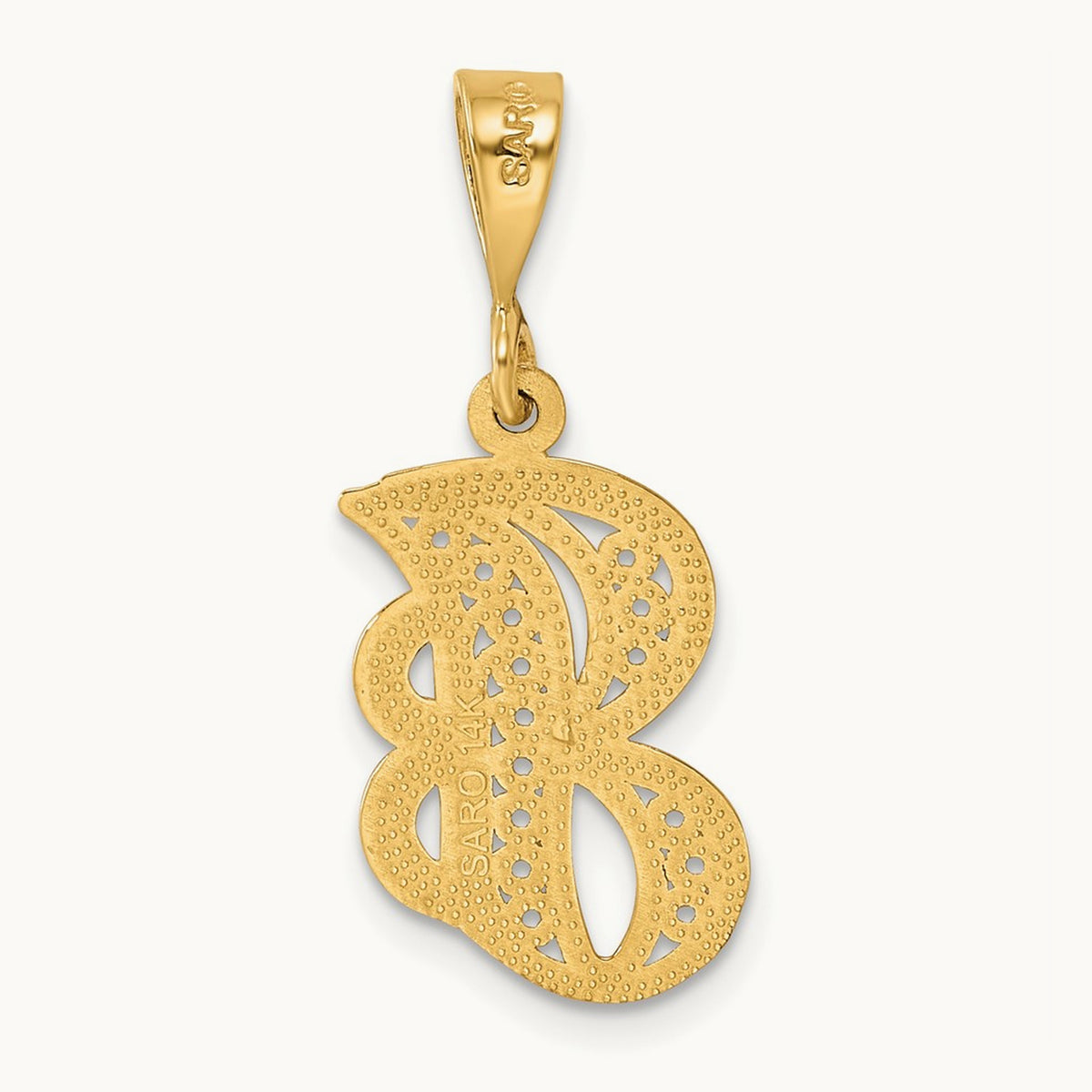 Polished Script Filigree Initial Pendant — J
