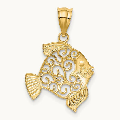 Filigree Fish Pendant, 14K