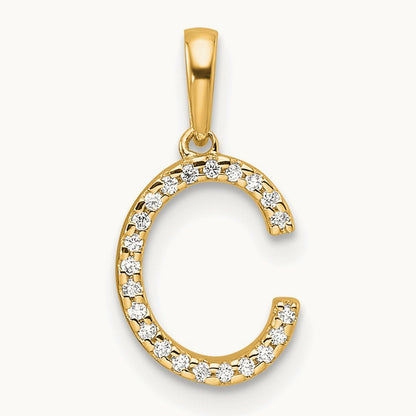 Diamond Letter C Initial Pendant, 14K