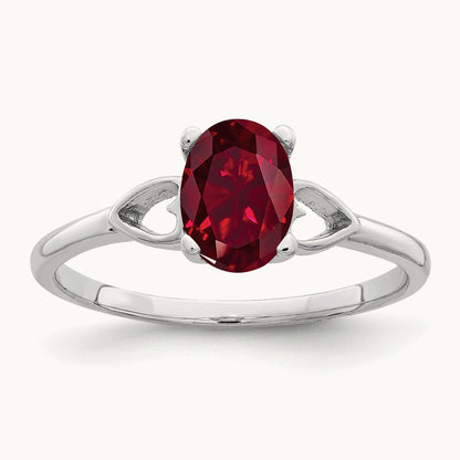 7x5mm Oval Created Ruby ring, 14K White Gold