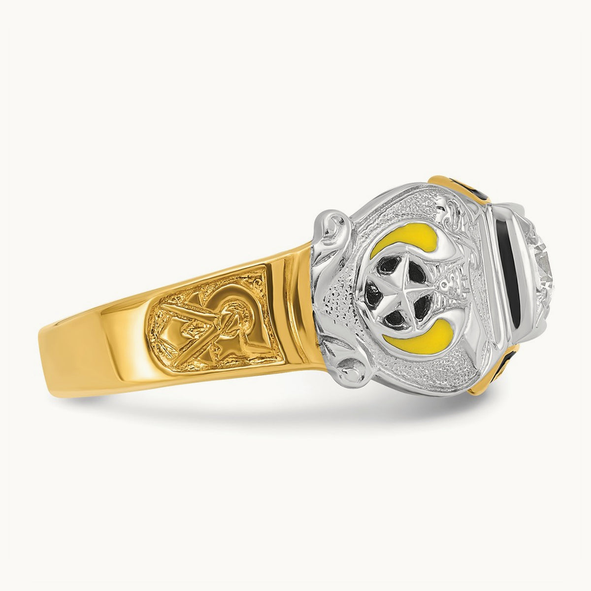 14ktt IBGoodman Men's Enamel & Diamond Eagle Masonic Shriner's Ring