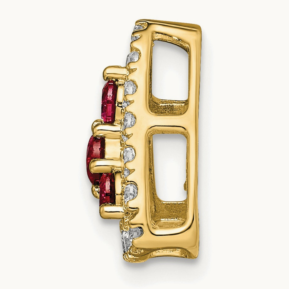 Created Ruby Chain Slide, 0.50 ct tw Lab-Grown Diamond — 14K Yellow Gold