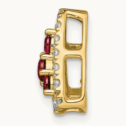 Created Ruby Chain Slide, 0.50 ct tw Lab-Grown Diamond — 14K Yellow Gold