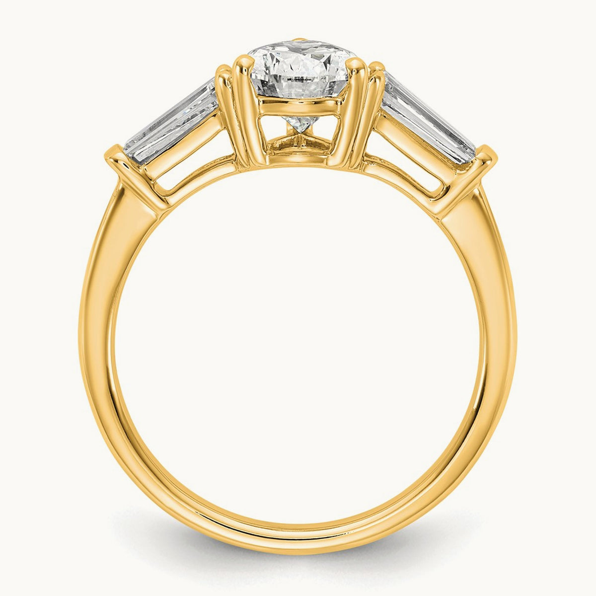 Pear/Baguette Engagement Ring — 14K Yellow Gold, 2 ct, 7