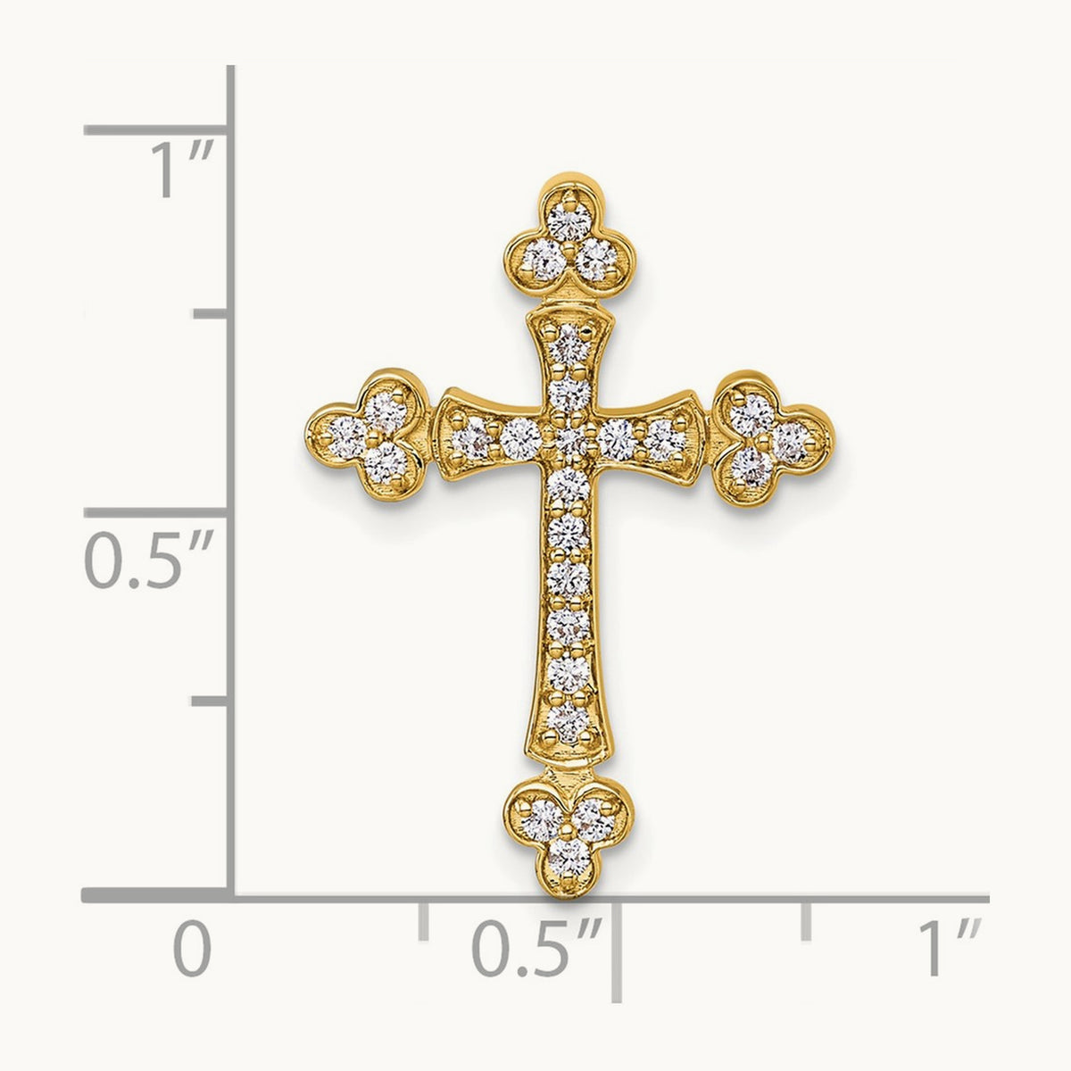 Diamond Budded Cross Chain Slide — 14K Yellow Gold, 25.2mm