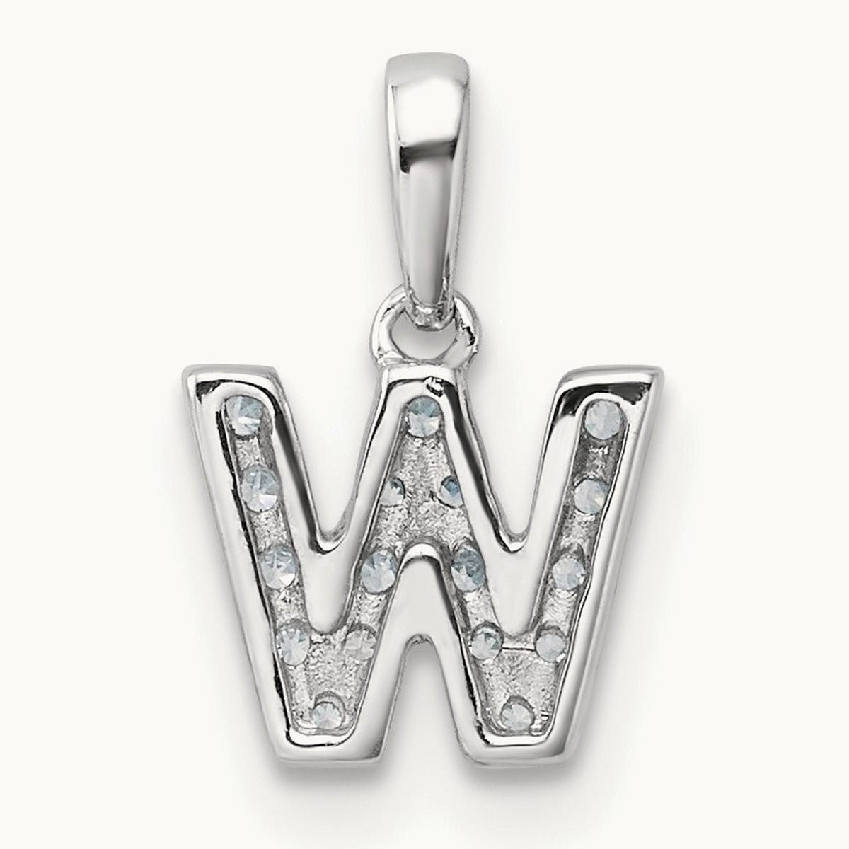 Diamond Initial with Bail Pendant — 14K White Gold, W