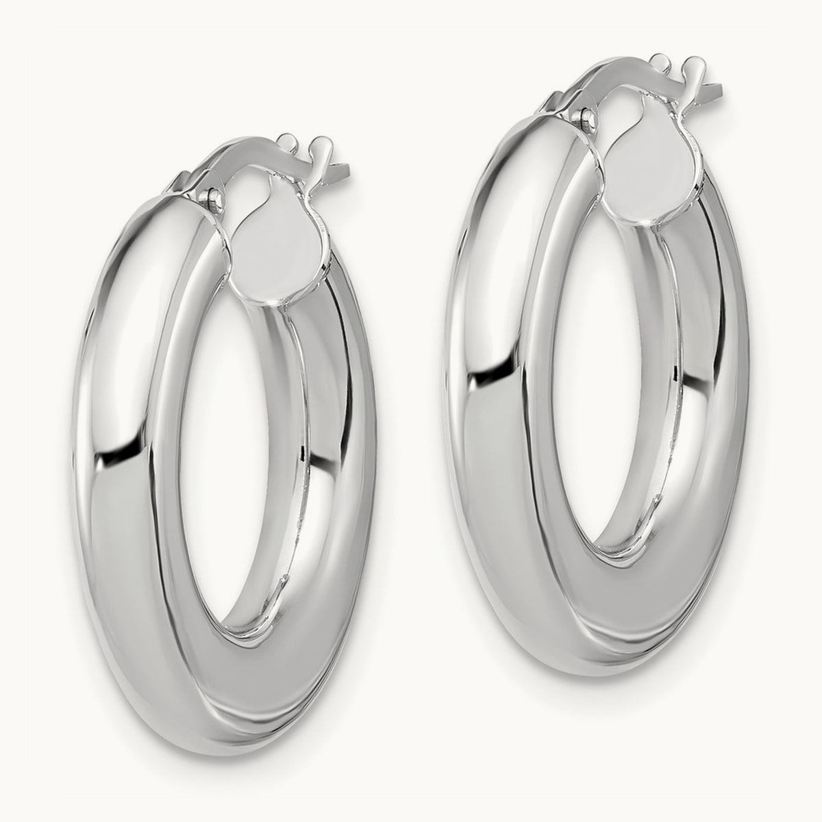 Polished Tube Hoop Earrings — 14K White Gold