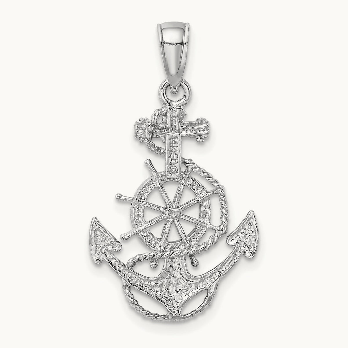 Anchor and Wheel Pendant — 14K White Gold