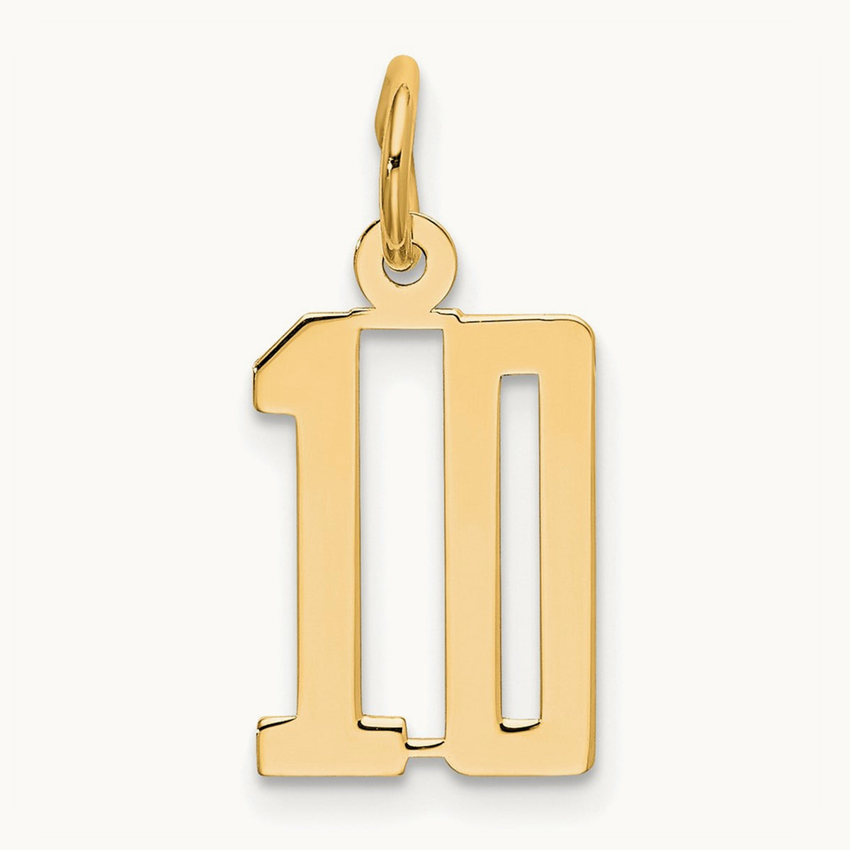 Small Elongated Number 10 Charm, 14K