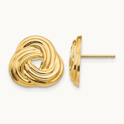 Love Knot Post Earrings — 14K Yellow Gold