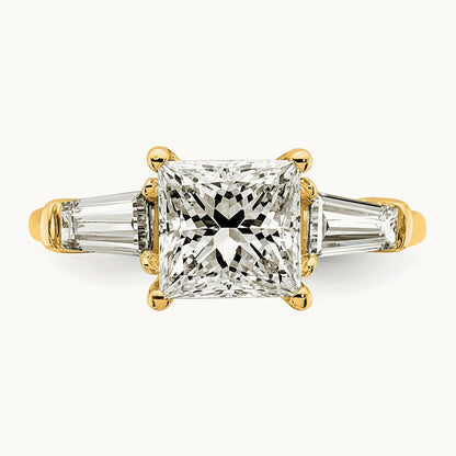 Princess & Baguette Engagement Ring, 1.50-3.75 ct tw Lab-Grown Diamond — 2 5/8 ct, 14K Yellow Gold