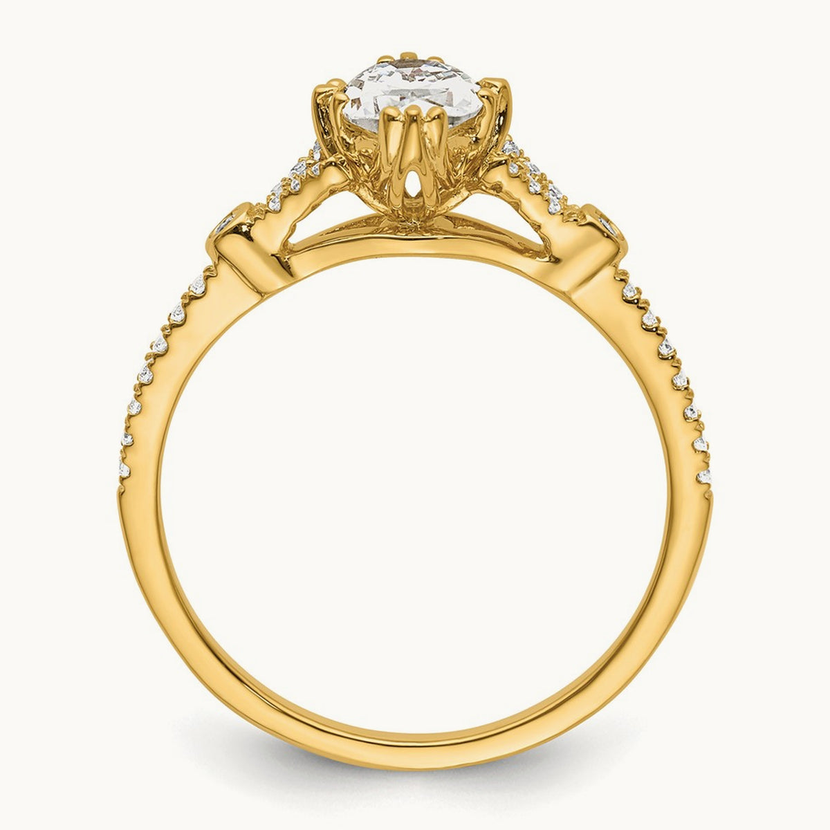 Gold Oval Semi-Mount Engagement Ring — 1/2 ct, 7