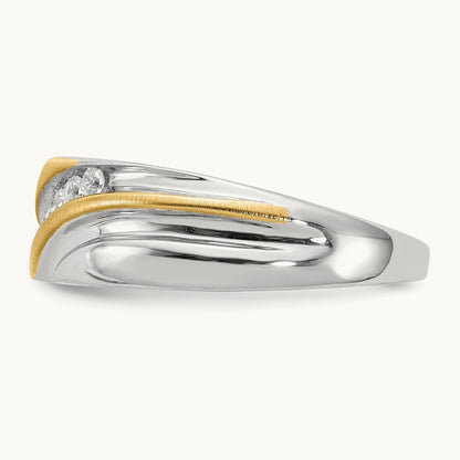 Diamond Men's Ring, SATIN: UP&DOWN, 14K Two-tone