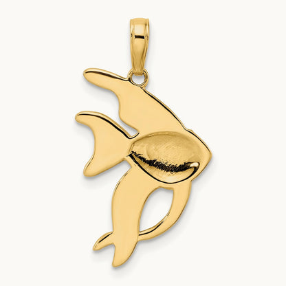 D/C Angel Fish Pendant, 14K with White Rhodium